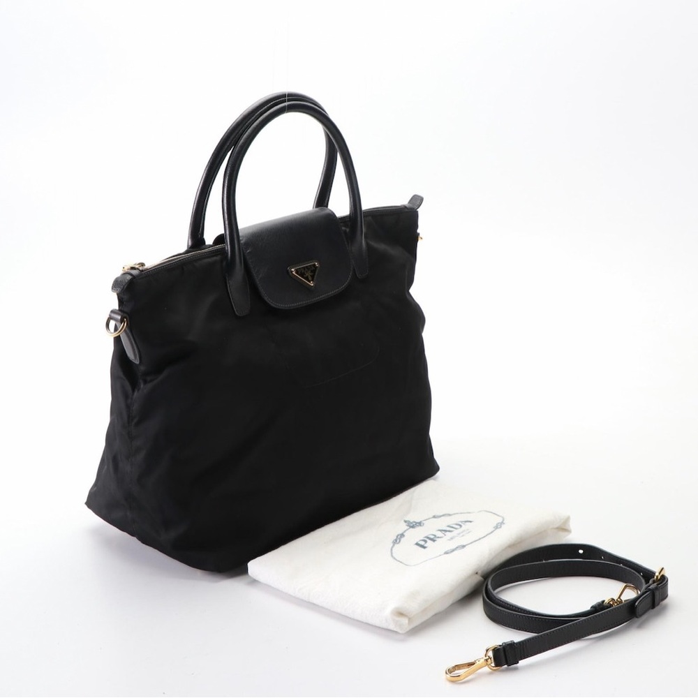 SOLD — 👜 Prada Tessuto Tote - Nylon and Saffiano Leather Shoulder Bag (Black)